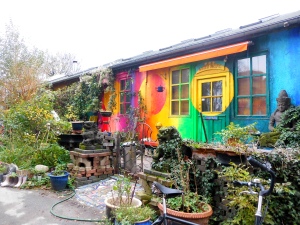 A colorful house reflecting the free spirit of its residents.